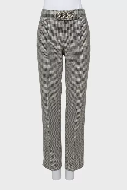 Straight trousers in houndstooth print
