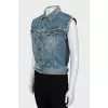 Denim vest with metal rhinestones