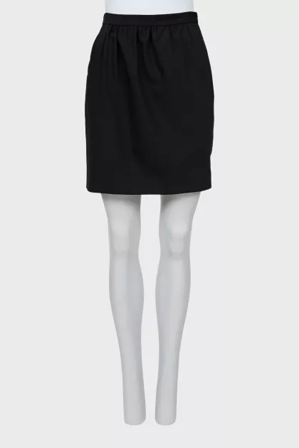 Straight cut wool mini skirt