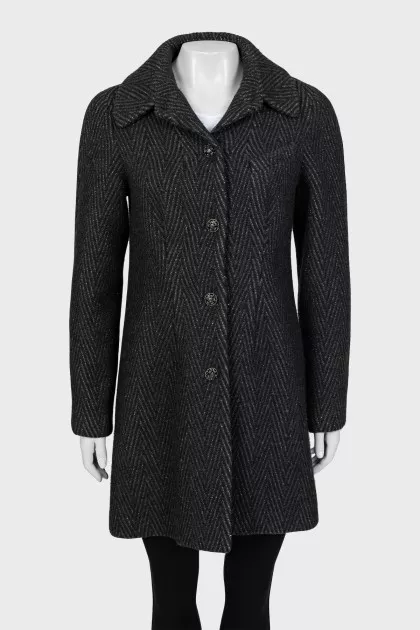 Printed wool coat