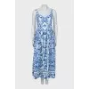 Printed sundress with raised seams