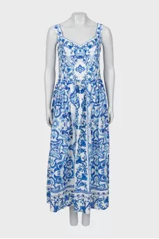 Printed sundress with raised seams