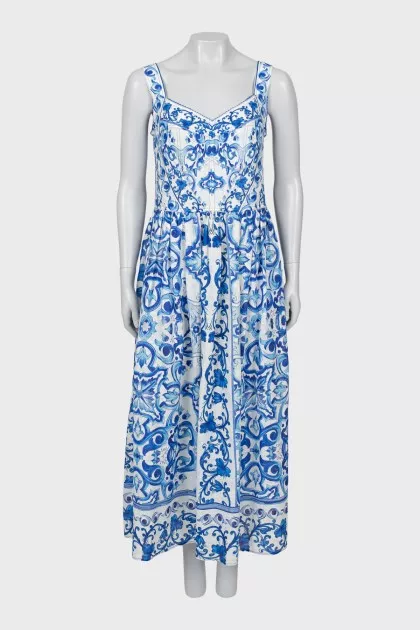 Printed sundress with raised seams