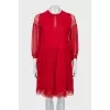 Red silk shift dress
