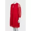 Red silk shift dress