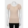 Ribbed T-shirt with perforations