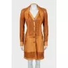 Leather raincoat with perforated pattern