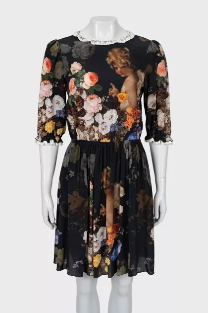 Printed silk dress