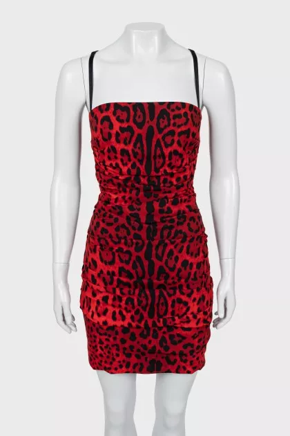 Animal print dress with draping