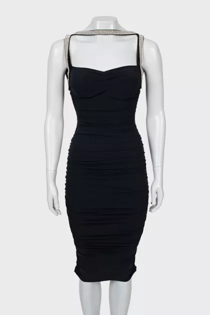 Draped dress decorated with crystals