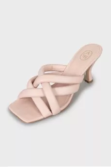 Beige leather sandals