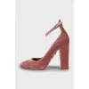 Velor block heels