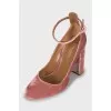 Velor block heels