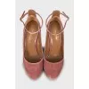 Velor block heels