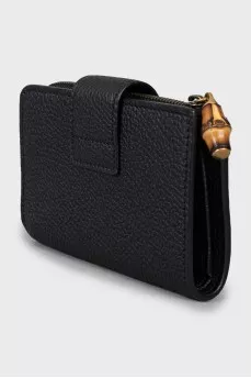 Leather wallet with gold logo