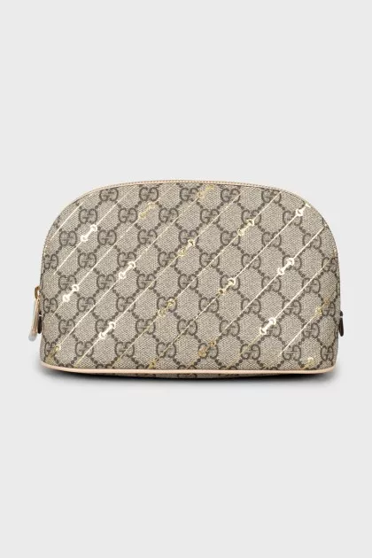 Cosmetic bag in branded print
