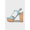 Suede sandals with silver hardware