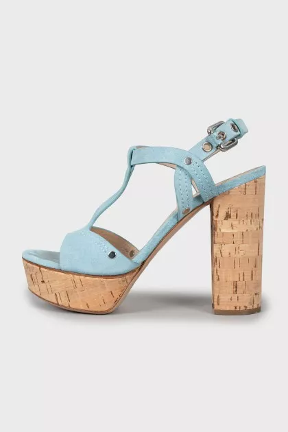 Suede sandals with silver hardware