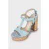 Suede sandals with silver hardware