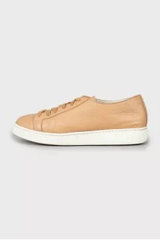 Brown leather sneakers