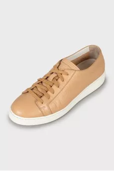 Brown leather sneakers