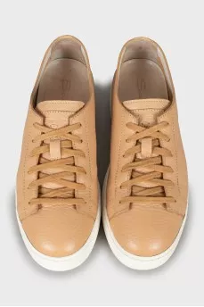 Brown leather sneakers