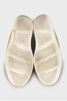 Brown leather sneakers