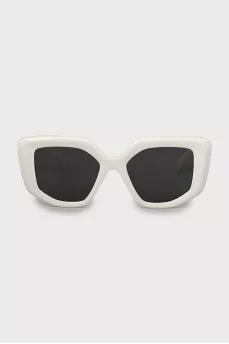 White sunglasses with logo on arms
