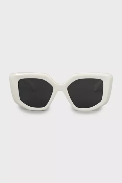 White sunglasses with logo on arms
