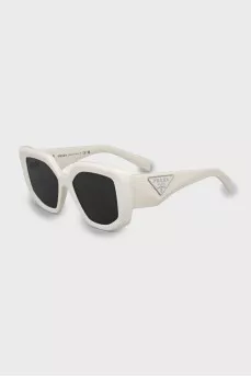 White sunglasses with logo on arms