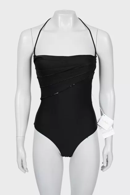 Black one-piece swimsuit