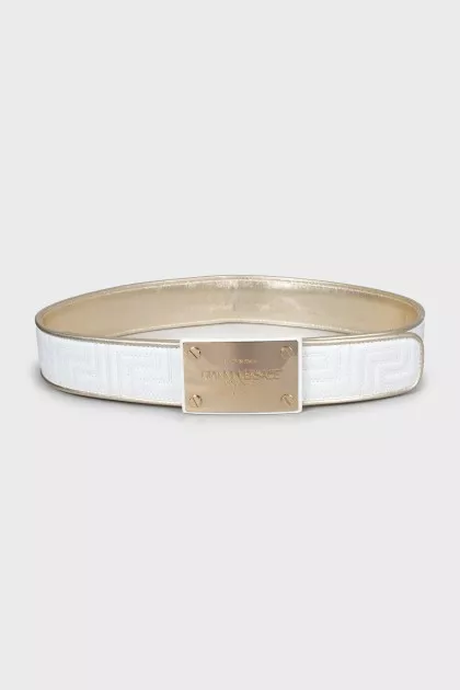 White belt with gold buckle