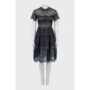 Fitted dress with mesh insert