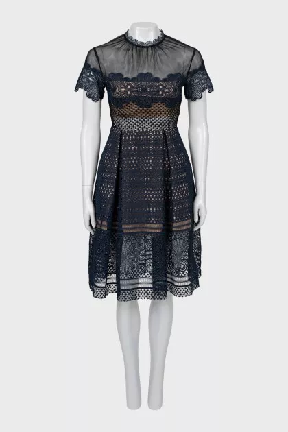 Fitted dress with mesh insert