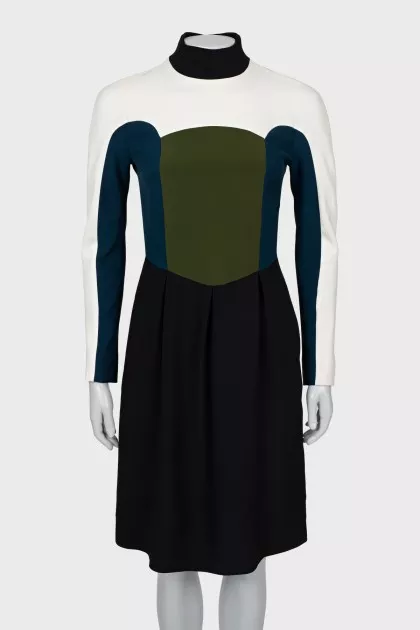 Fitted dress with high neck