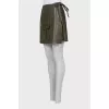 Wrap leather mini skirt
