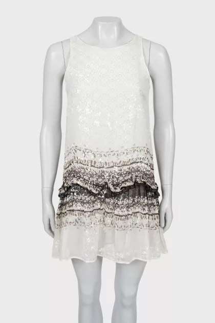 Printed silk A-line dress