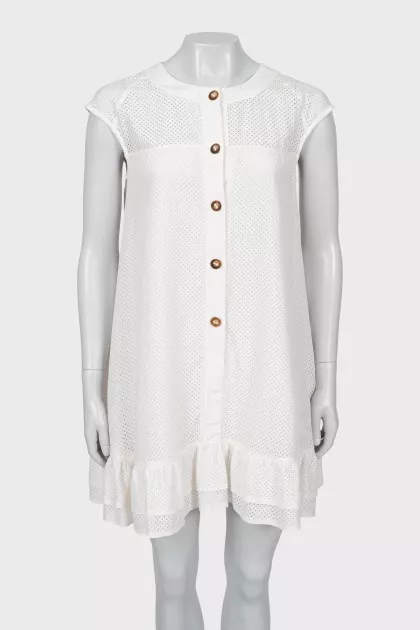 Shift dress with perforations