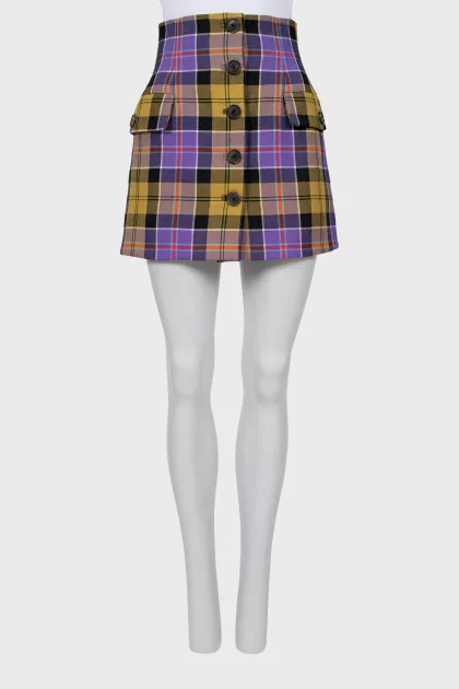 Checkered wool skirt