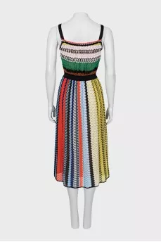 Knitted sundress of combined color