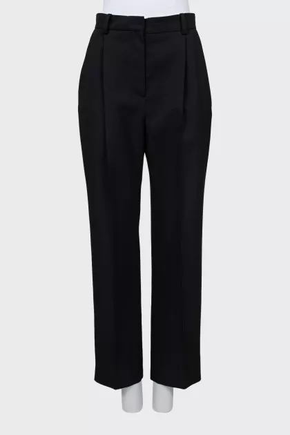 High-waisted wool trousers