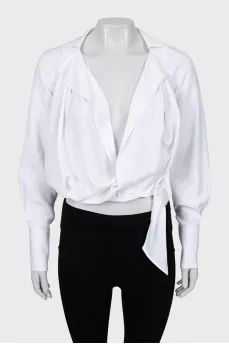 V-neck cropped blouse