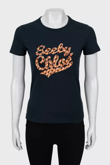 Navy blue print t-shirt