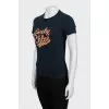 Navy blue print t-shirt