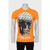 Men's orange printed T-shirt