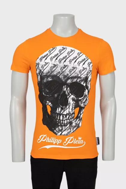 Men's orange printed T-shirt