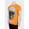 Men's orange printed T-shirt