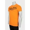 Men's orange T-shirt with rhinestones