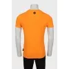 Men's orange T-shirt with rhinestones