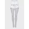 Denim shorts with text print